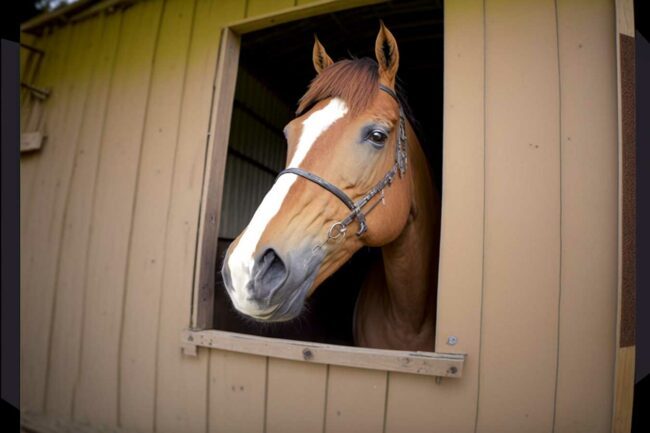 cheval qui fait les cents pas dans son box
