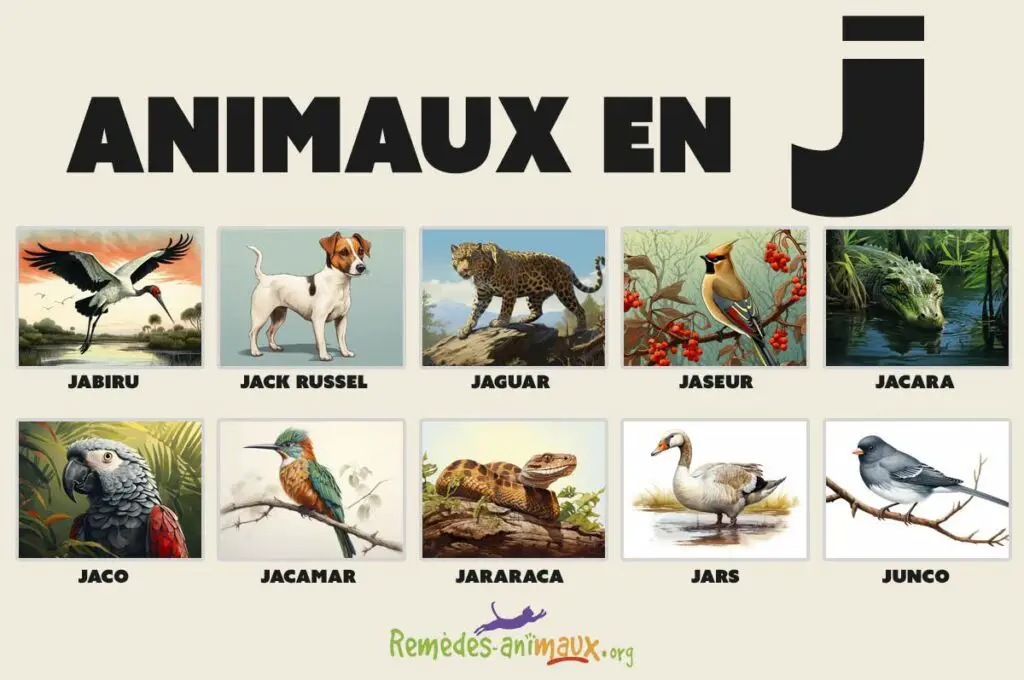 listes d'animaux en j