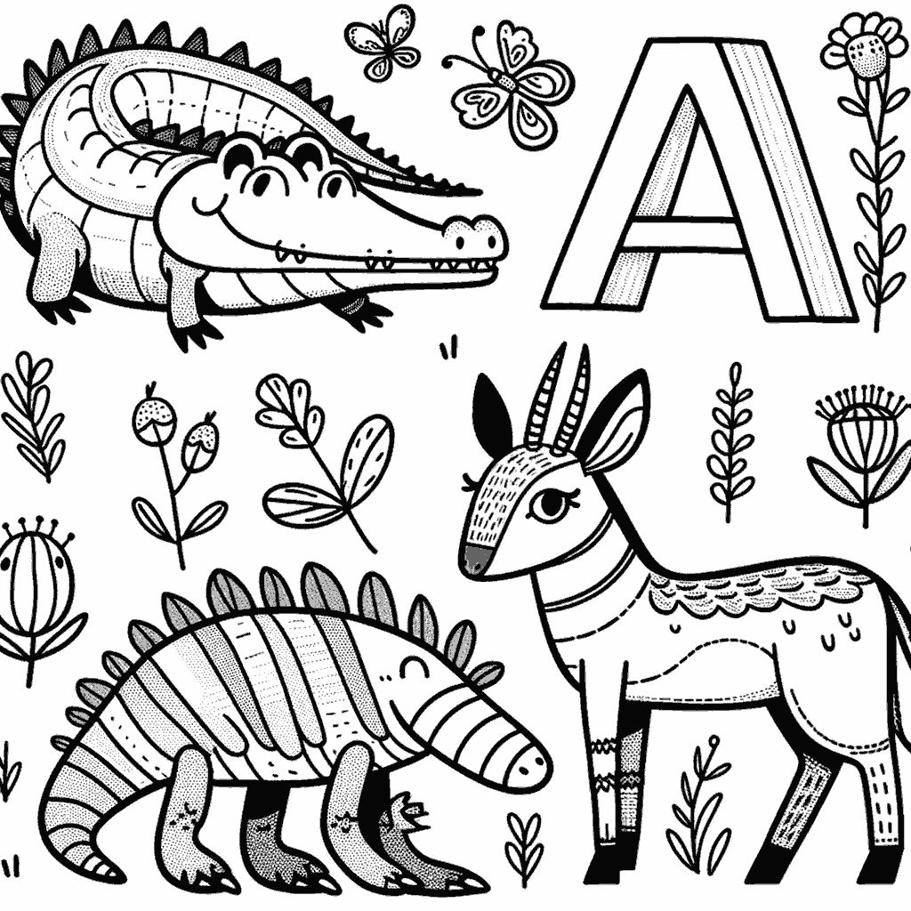 coloriage animaux qui commencent par A