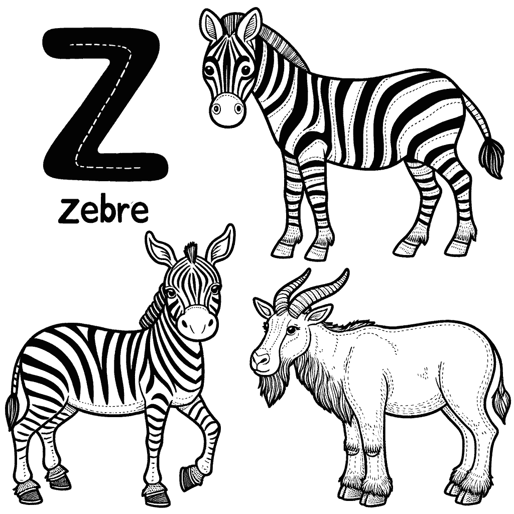 animaux a colorier lettre z